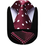 Polka Dot Tie Handkerchief Set - D-BURGUNDY/WHITE