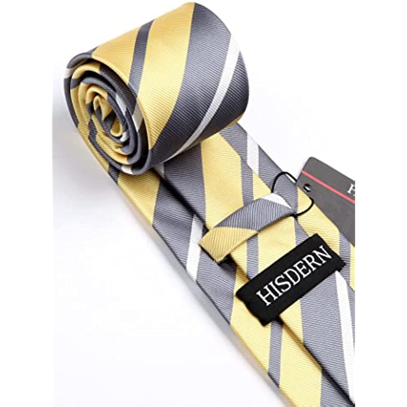 Stripe Tie Handkerchief Set - S-YELLOW 3