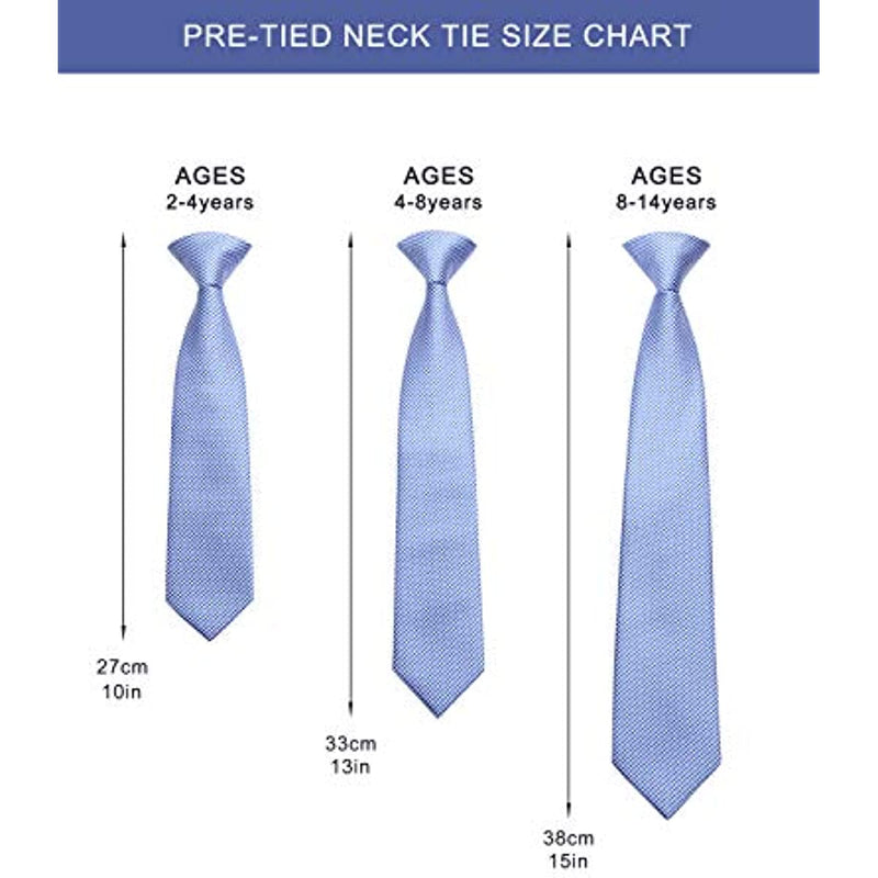 3PCS 13"/15" Boy's Pre-Tied Necktie Handkerchief Set - T3E005