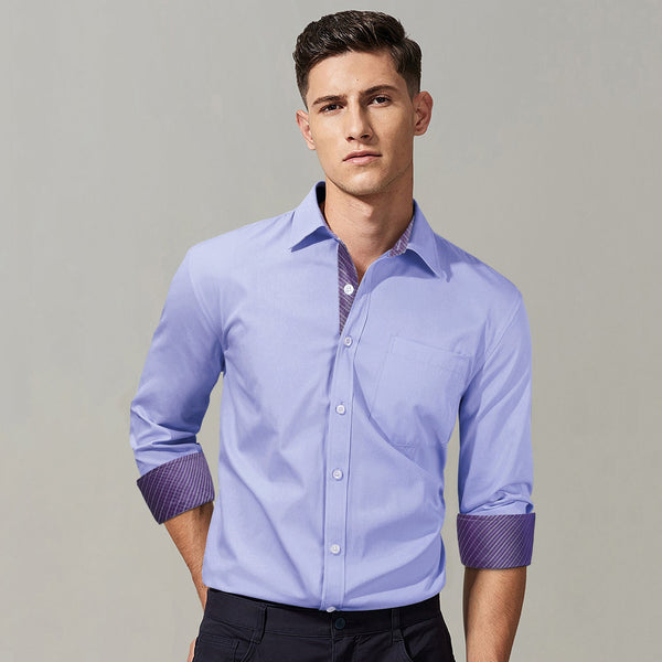 Casual Formal Shirt with Pocket - 14-PURPLE-PAISLEY