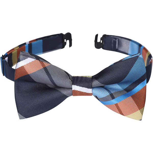 Plaid Pre-Tied Bow Tie for Boy - NAVY BLUE/ORANGE/WHITE