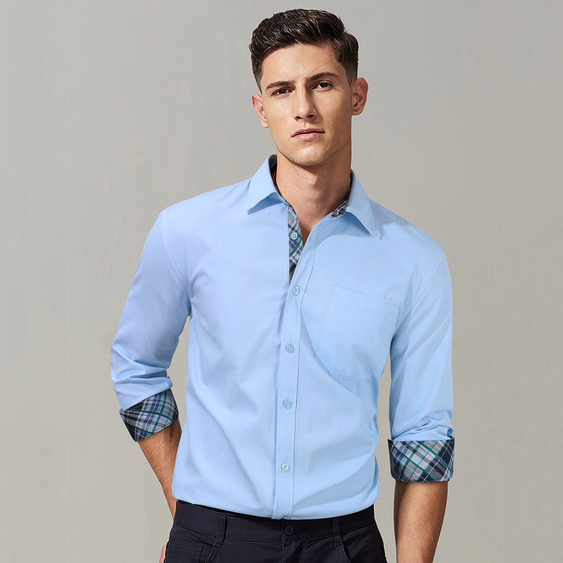 Casual Formal Shirt with Pocket - 10-BLUE