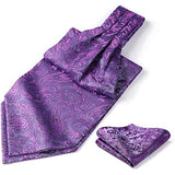 Paisley Ascot Handkerchief Set - A-PURPLE PAISLEY 02