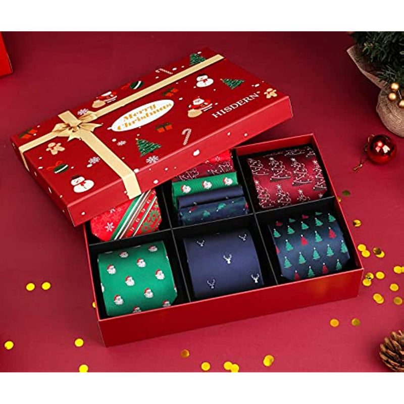 5PCS Christmas Tie & Pocket Square Set - T5-S3