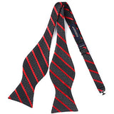Stripe Suspender Bow Tie Handkerchief - RED/BLACK