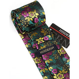 Floral Tie Handkerchief Set - X-PURPLE YELLOW