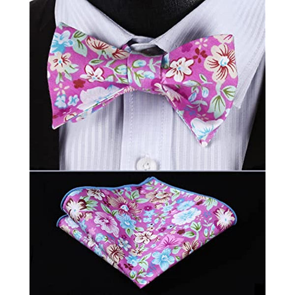 Floral Bow Tie & Pocket Square - PINK-FLORAL-3
