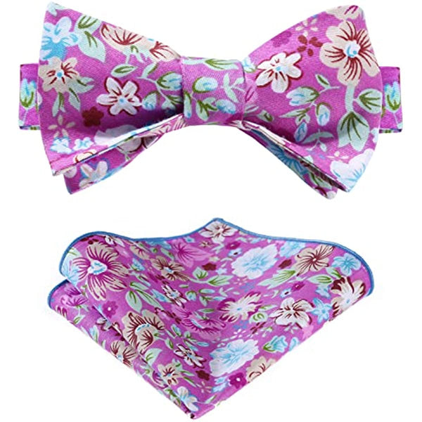 Floral Bow Tie & Pocket Square - PINK-FLORAL-3