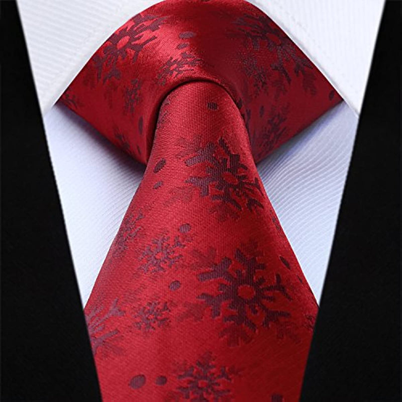 Christmas Tie Handkerchief Set - 09-SCARLET