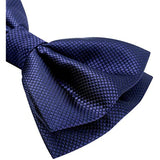 Solid Pre-Tied Bow Tie & Pocket Square - V-NAVY BLUE 3