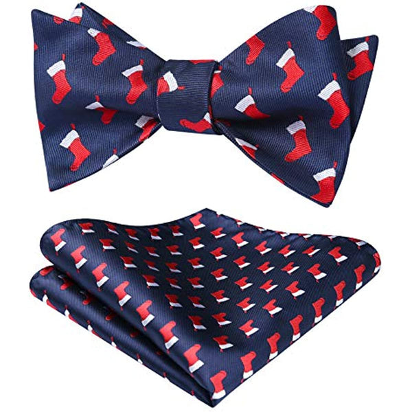 Christmas Bow Tie & Pocket Square - NAVY BLUE/RED/WHITE 2