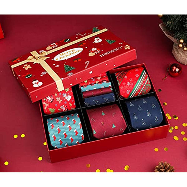 5PCS Christmas Tie & Pocket Square Set - T5-S1