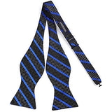 Stripe Suspender Bow Tie Handkerchief - BLACK/NAVY BLUE
