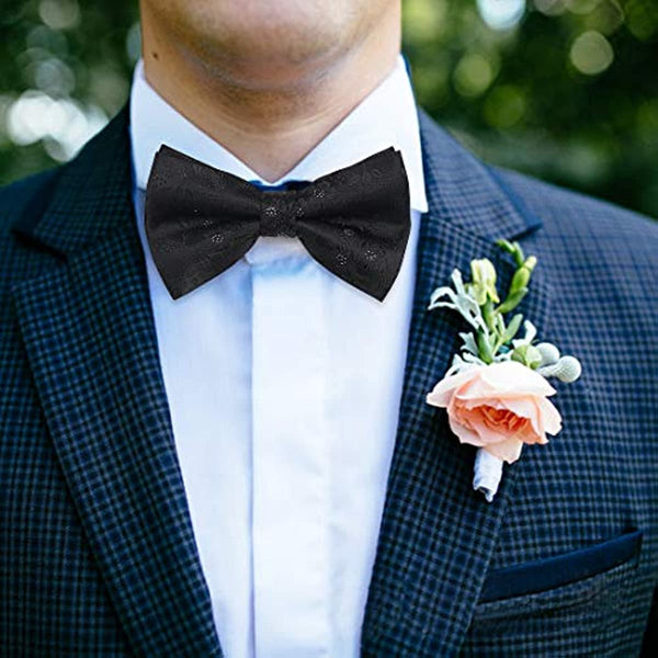 Floral Pre-Tied Bow Tie - 1-BLACK