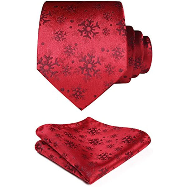 Christmas Tie Handkerchief Set - 09-SCARLET
