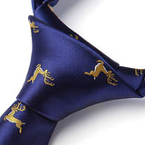 Deer Tie Handkerchief Set - NAVY BLUE/YELLOW
