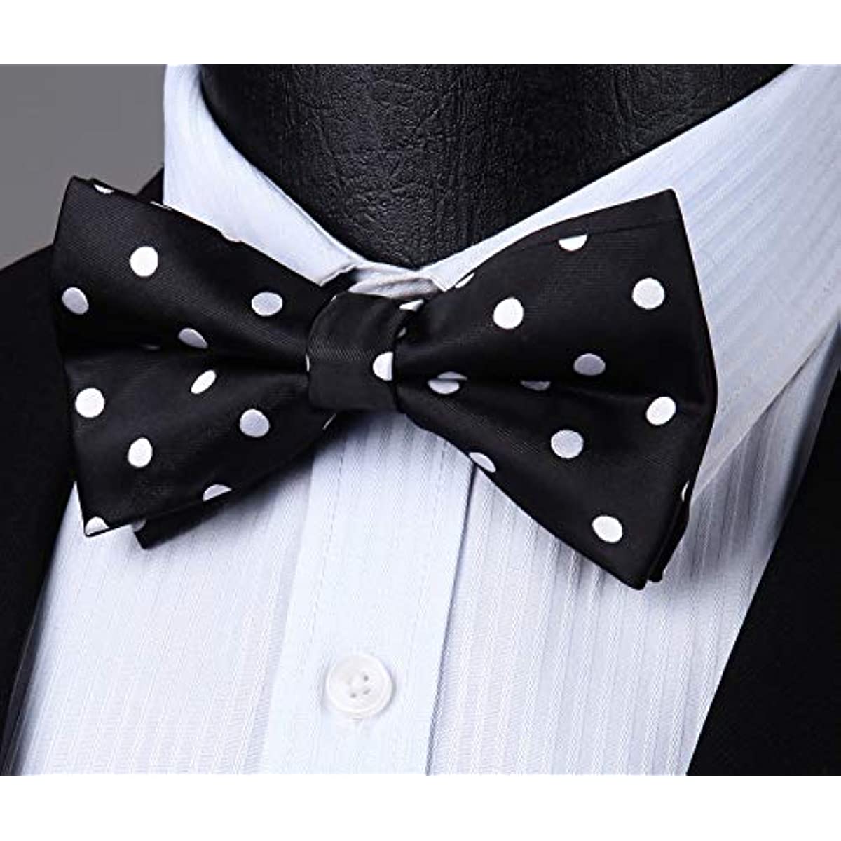Polka Dot Pre-Tied Bow Tie - BLACK