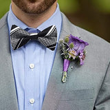 Stripe Pre-Tied Bow Tie - BLACK / WHITE