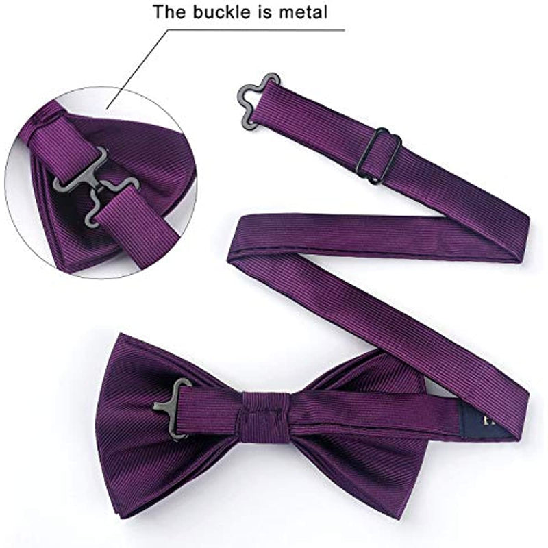 Solid Pre-Tied Bow Tie & Pocket Square - 09-PURPLE