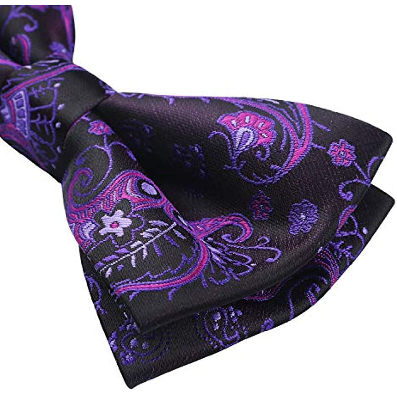 Paisley Pre-Tied Bow Tie - 1-PURPLE