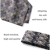 Paisley Ascot Handkerchief Set - A-NAVY BLUE PAISLEY