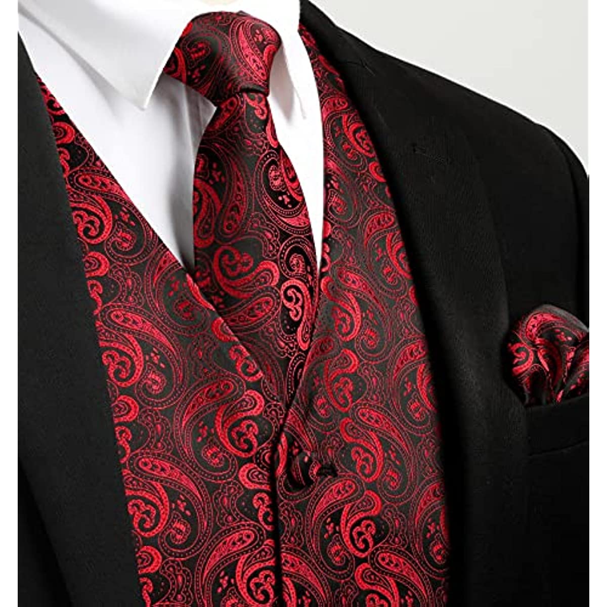 Paisley 3pc Suit Vest Set - BURGUNDY