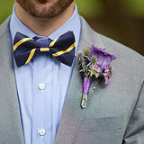 Stripe Pre-Tied Bow Tie - NAVY BLUE/YELLOW