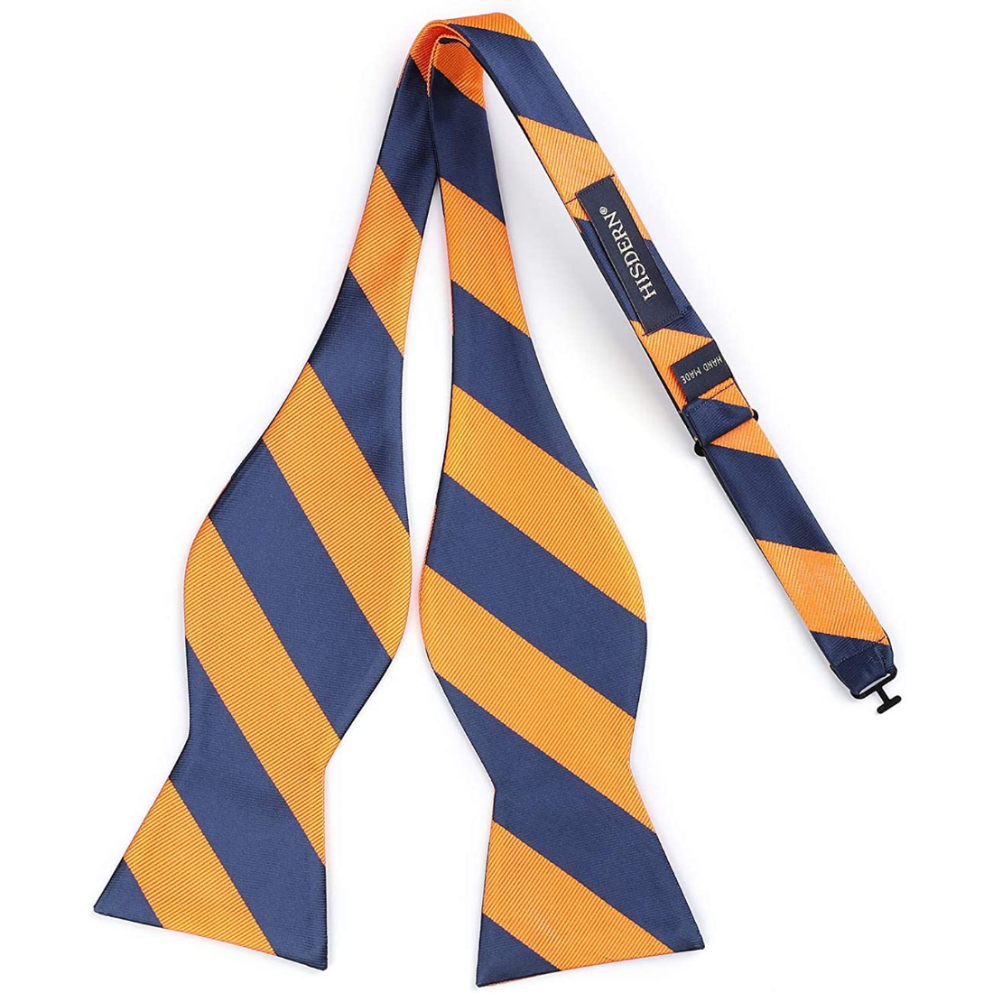 Stripe Bow Tie & Pocket Square - 03-NAVY BLUE/ORANGE