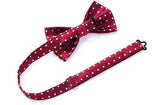 Polka Dot Suspender Pre Tied Bow Tie Handkerchief C5 Red