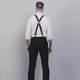 X Shaped Adjustable Suspender With 4 Clips Navy Blue 1