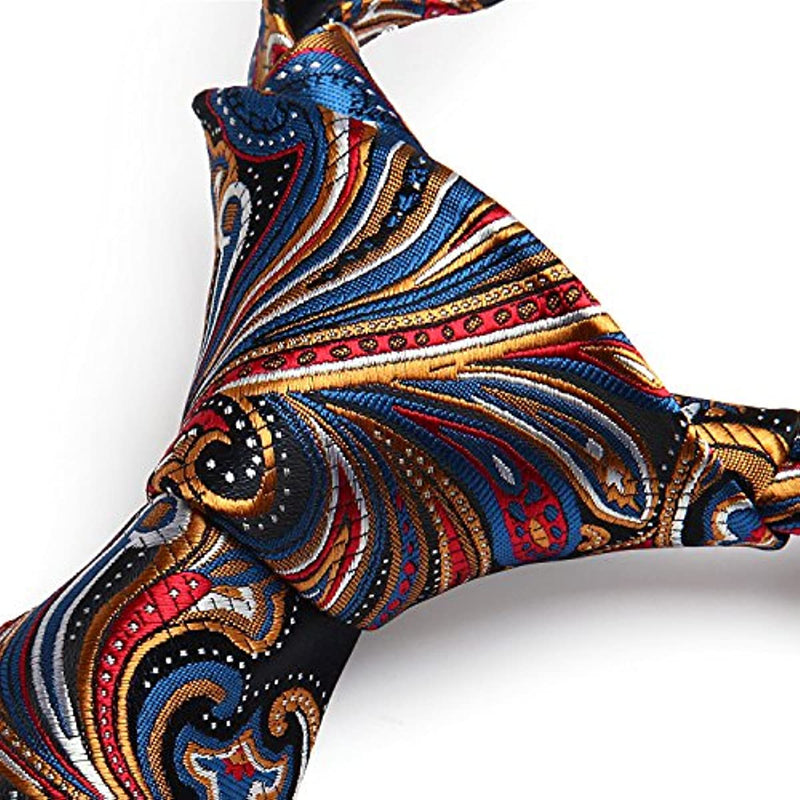 Paisley Tie Handkerchief Set - ORANGE/DARK BLUE