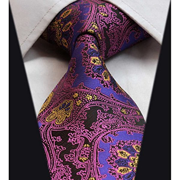 Floral Tie Handkerchief Set - B14-PURPLE