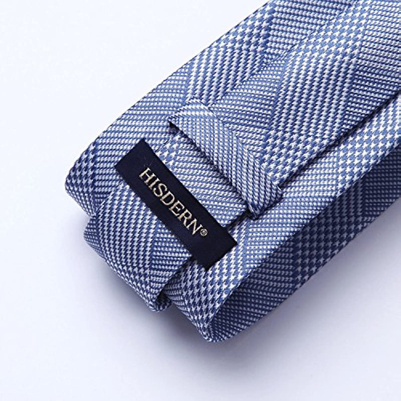 Houndstooth Tie Handkerchief Set - A-10 BLUE/WHITE