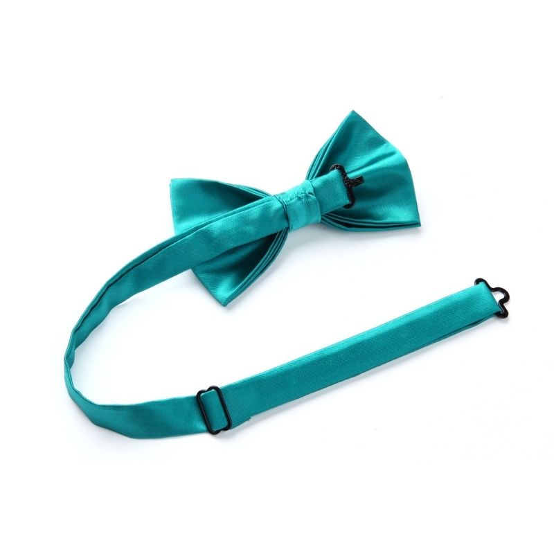 Solid Suspender Pre-Tied Bow Tie Handkerchief - A5-AQUA