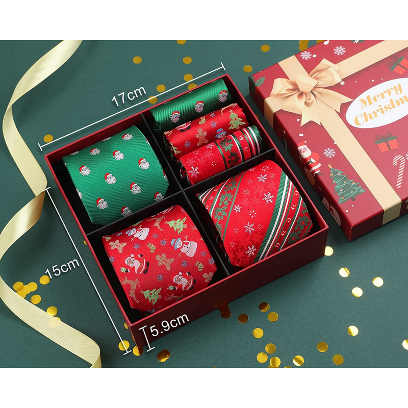 Christmas 3PCS Tie & Pocket Square Set - T5-S1