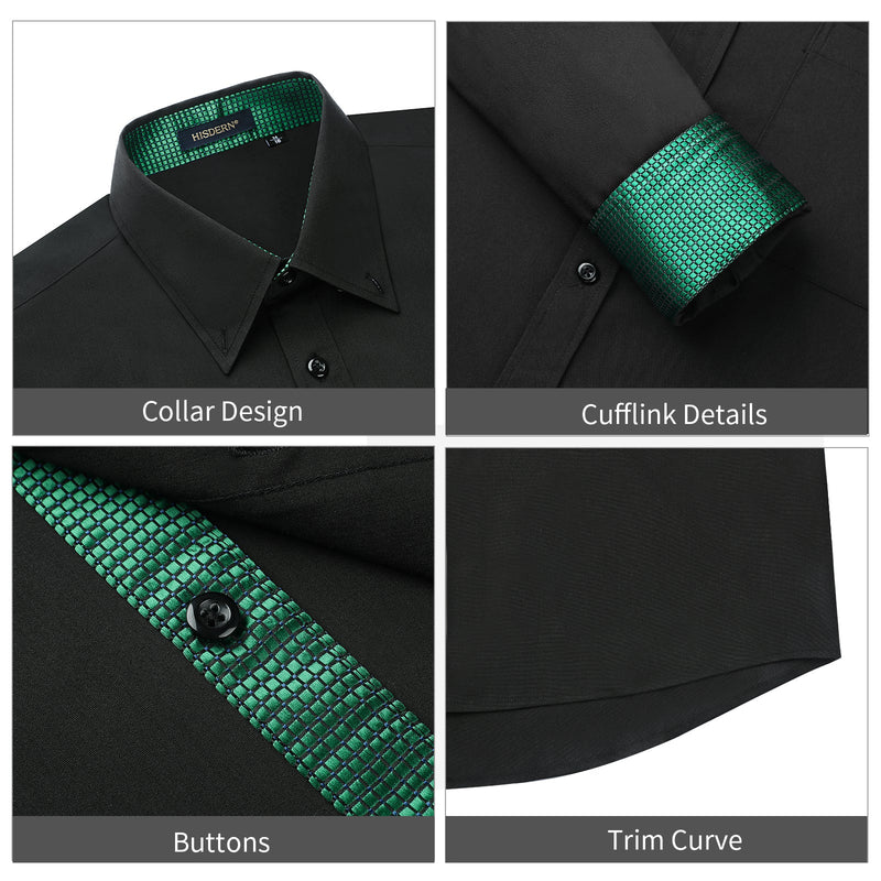 Casual Formal Shirt with Pocket - 01-BLACK/GREEN