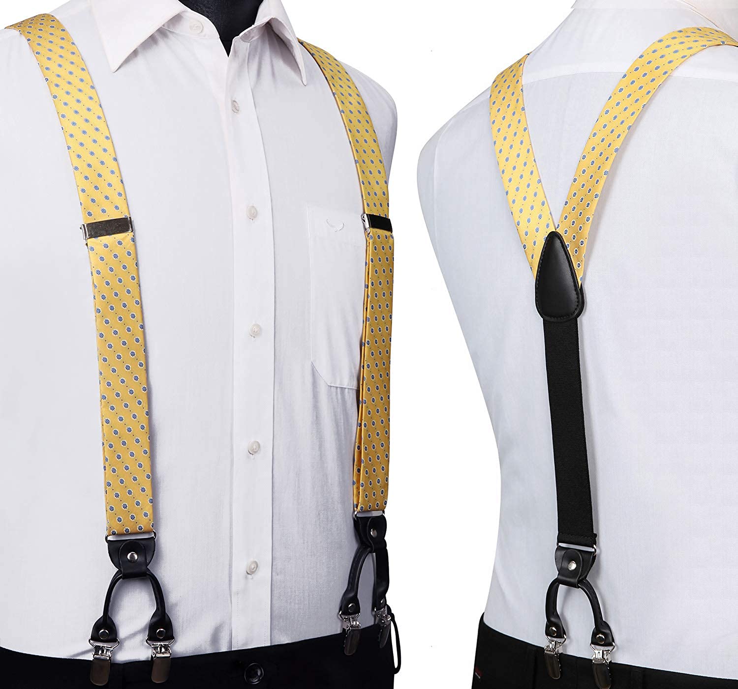 Paisley Floral Suspender Bow Tie Handkerchief 9 Yellow Blue