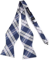 Plaid Suspender Bow Tie Handkerchief Blue White