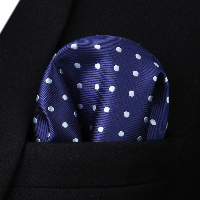 Polka Dot Suspender Pre Tied Bow Tie Handkerchief C9 Navy Blue