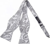 Floral Paisley Suspender Bow Tie Handkerchief 3 Silver Gray