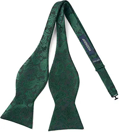 Floral Paisley Suspender Bow Tie Handkerchief 1 Green Black