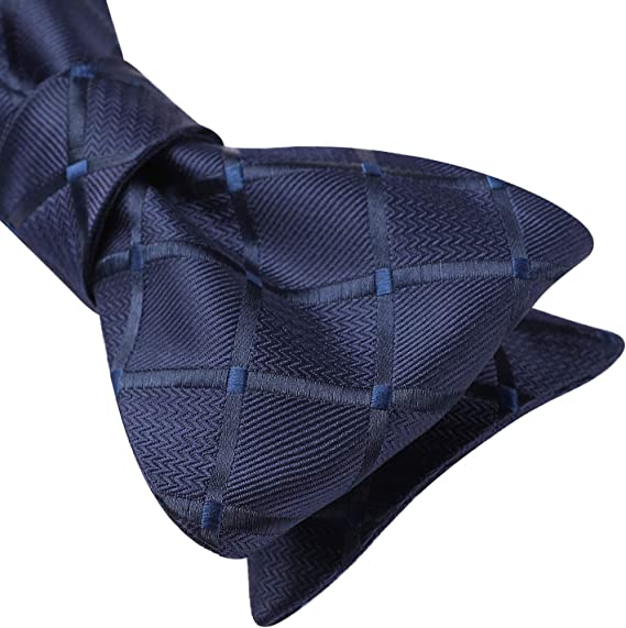 Plaid Bow Tie & Pocket Square - 1-NAVY BLUE