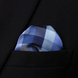 Plaid Suspender Bow Tie Handkerchief 02 Steel Blue Gray