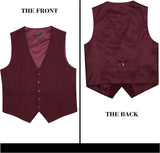 Solid 3Pc Suit Vest Set Burgundy 2