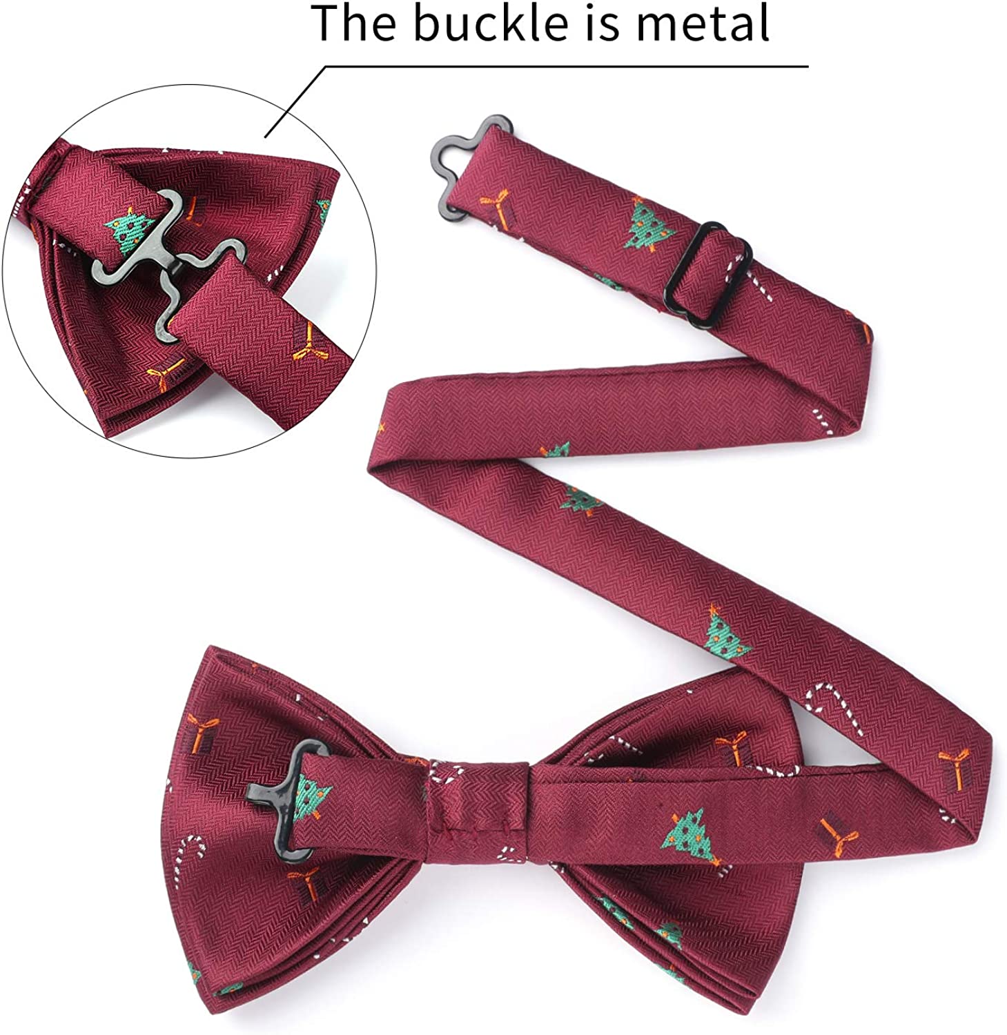 Christmas Suspender Pre Tied Bow Tie Handkerchief 07 Burgundy Green White