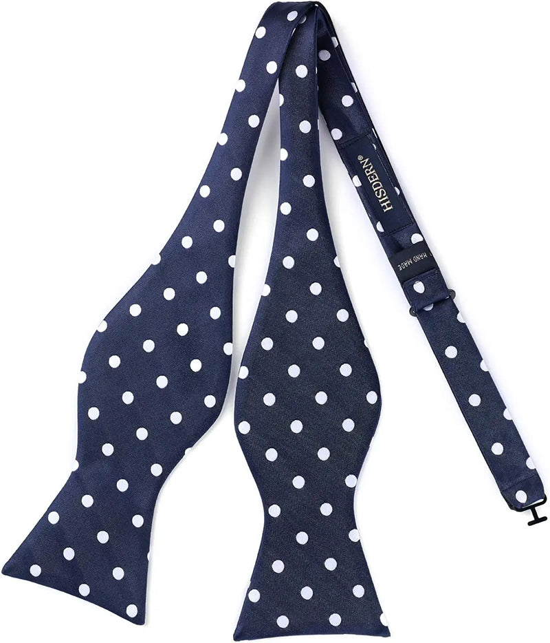 Polka Dot Suspender Bow Tie Handkerchief Navy Blue White Dot