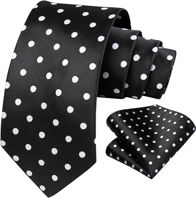 Polka Dot Tie Handkerchief Set - C-BLACK/WHITE