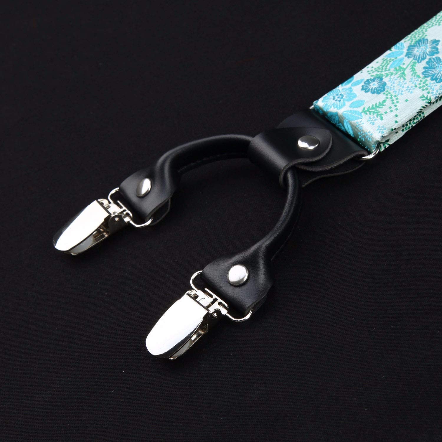 Paisley Floral Suspender Bow Tie Handkerchief 9 Green Turquoise