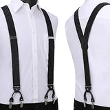 Plaid Suspender Bow Tie Handkerchief Black Plaid