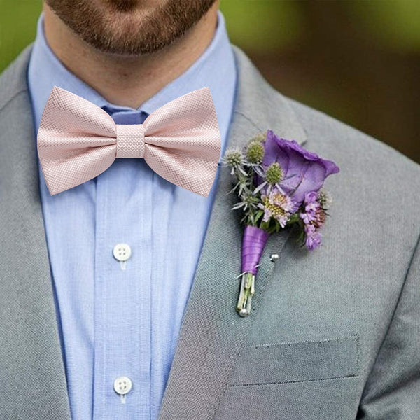 Solid Pre-Tied Bow Tie & Pocket Square - K-LIGHT PINK